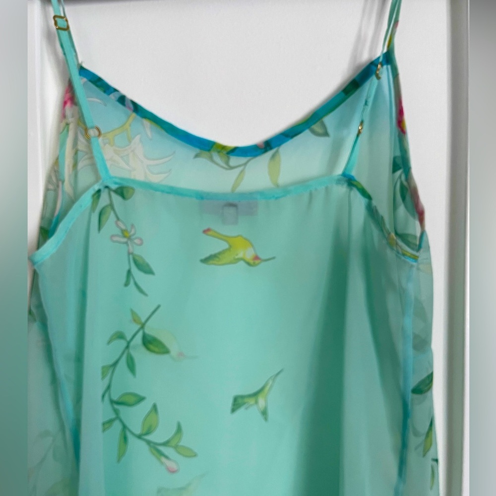 YAMAMAY Italia hummingbird flowers Maxi slip dress nightgown SMALL 90s - Picture 4 of 6